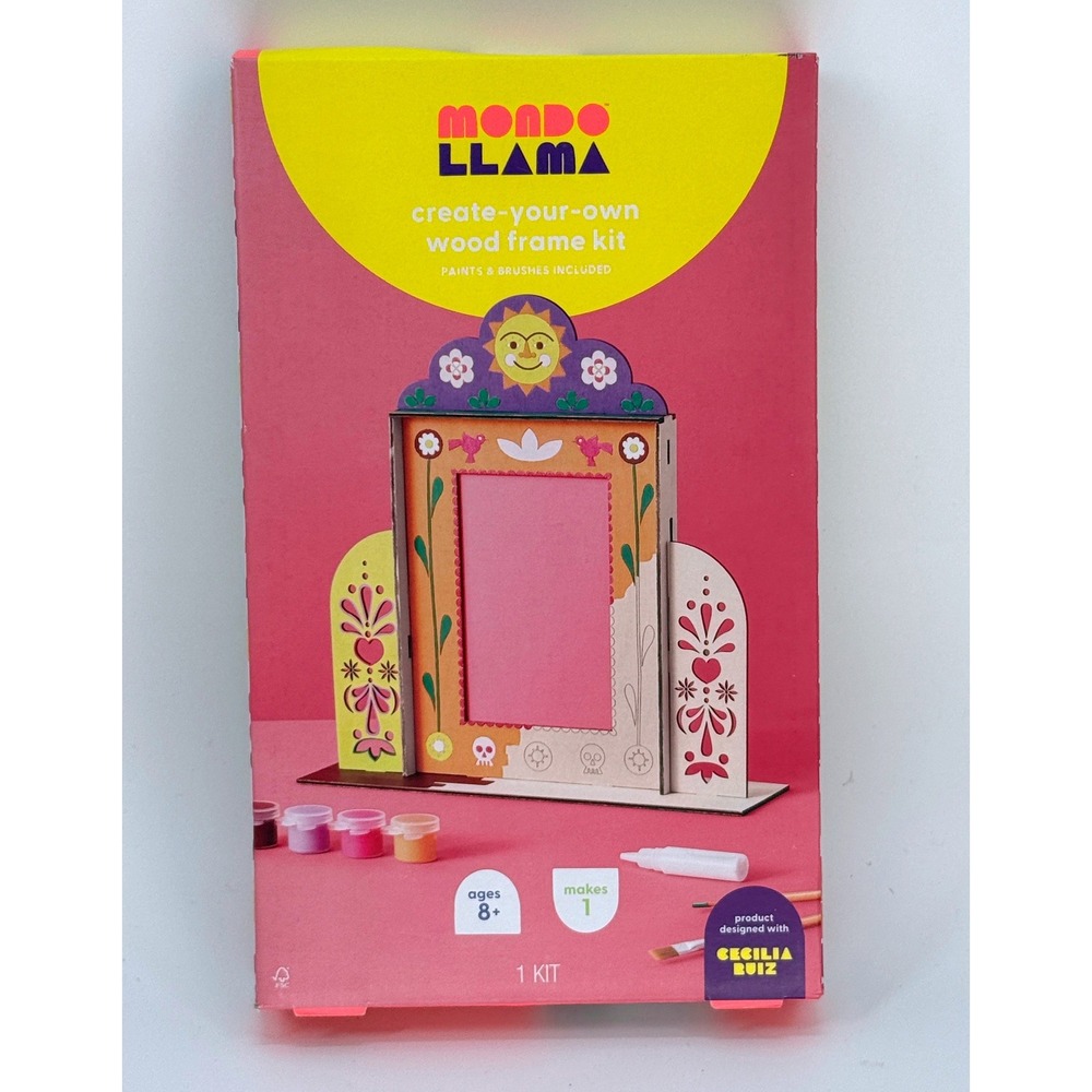 Mondo Llama Dia de Muertos Create Your Own Wood Frame Kit DIY Paint Cecilia Ruiz